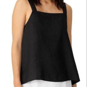 Square Neck Organic Linen Camisole  - Black